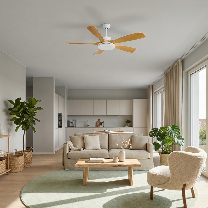 Brilagi - LED regulējams griestu ventilators LED/34W/230V 132 cm balts/brūns + tālvadība