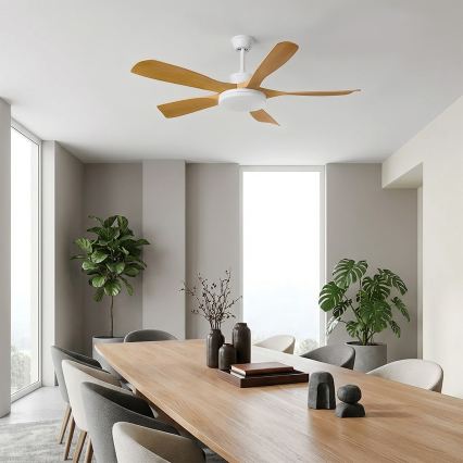 Brilagi - LED regulējams griestu ventilators LED/34W/230V 132 cm balts/brūns + tālvadība