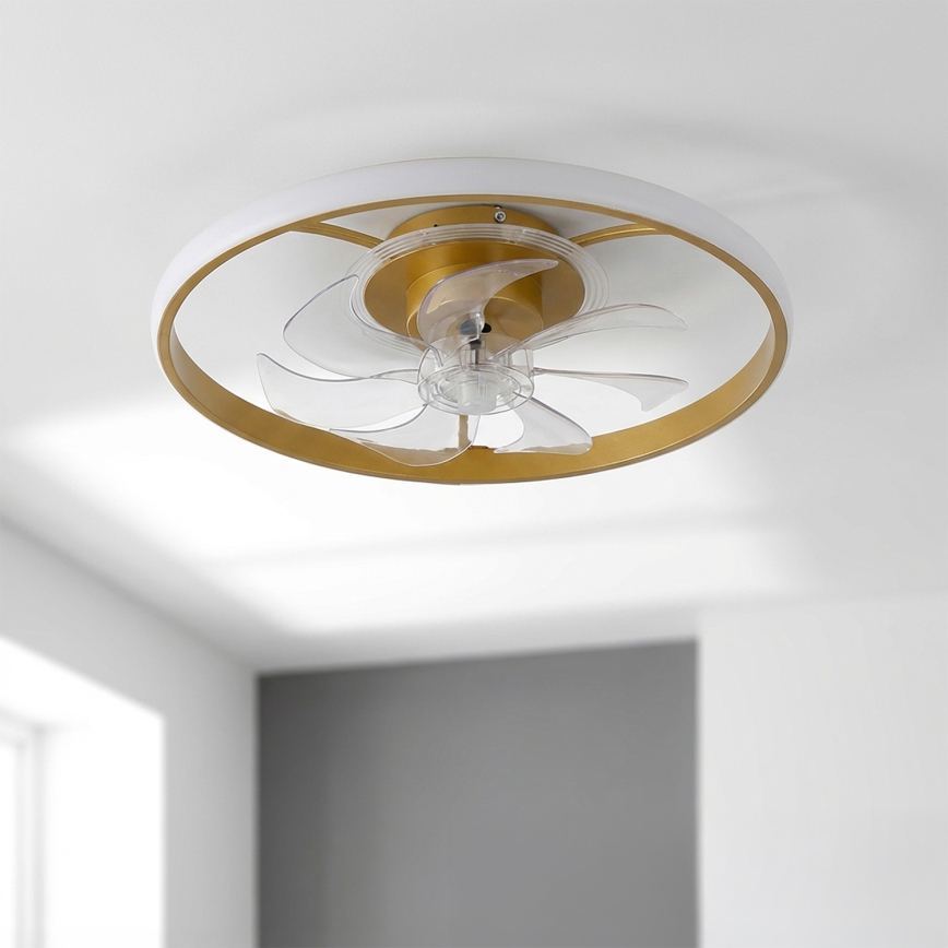 Brilagi - LED dimmējams stropas ventilators LED/66W/230V 3000–6500K Ø 55 cm balts/zelta + tālvadības pults