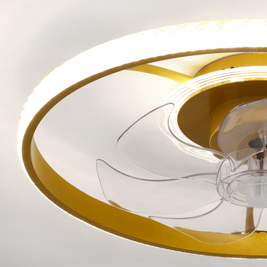 Brilagi - LED dimmējams stropas ventilators LED/66W/230V 3000–6500K Ø 55 cm balts/zelta + tālvadības pults
