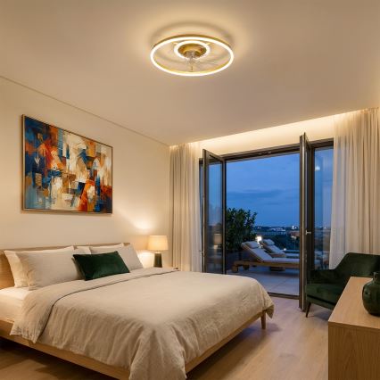 Brilagi - LED aptumšojams griestu ventilators LED/66W/230V 55 cm balts/zelts + ar tālvadības pulti