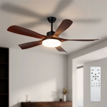 Brilagi - LED griestu ventilators ar regulējamu spilgtumu LED/34W/230V 3000-6500K Ø 132 cm melns/brūns + tālvadības pults