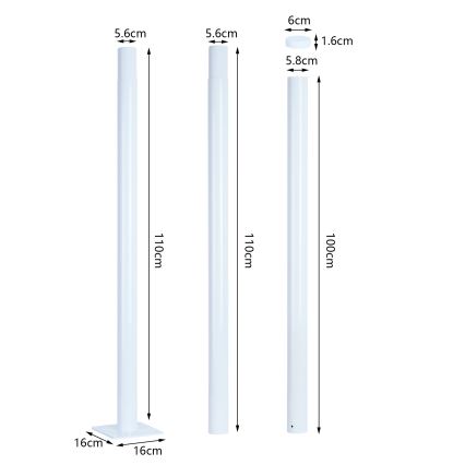 Brilagi - LED ielu lampa ar 3 m stabu URBANSPARK LED/120W/230V balta IP65