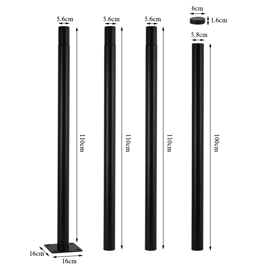 Brilagi - LED ielu lampa ar 4 m garu stabu URBANSPARK LED/120W/230V melna IP65