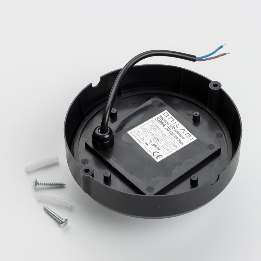 Brilagi - LED Indudtriālais griestu gaismeklis SIMA LED/12W/230V IP65 melns