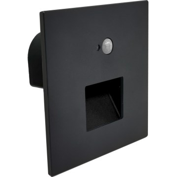 Brilagi - LED kāpņu gaismeklis ar kustības un krēslas sensoru JACK LED/3W/230V 3000/4000/6500K IP65 melns