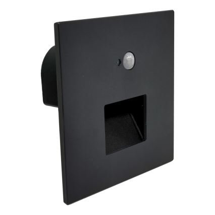 Brilagi - LED kāpņu gaismeklis ar kustības un krēslas sensoru JACK LED/3W/230V 3000/4000/6500K IP65 melns