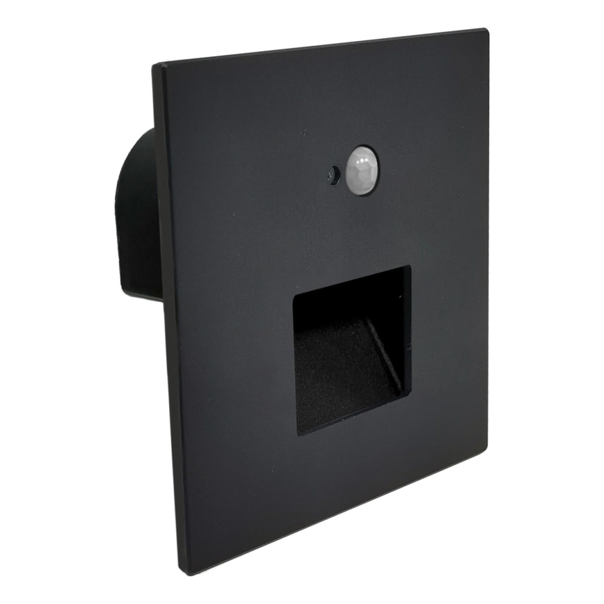 Brilagi - LED kāpņu gaismeklis ar kustības un krēslas sensoru JACK LED/3W/230V 3000/4000/6500K IP65 melns