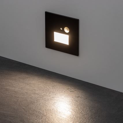 Brilagi - LED kāpņu gaismeklis ar kustības un krēslas sensoru JACK LED/1,5W/230V 3000/4000/6500K melns