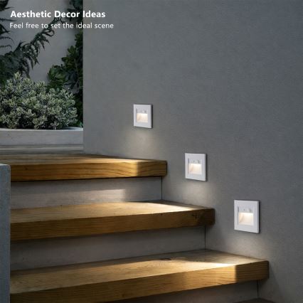 Brilagi - LED kāpņu gaismeklis STEP LIGHT ar sensoru, 1,5 W, 230 V, IP44, balts