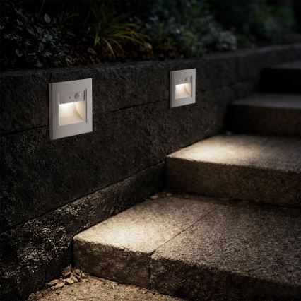 Brilagi - LED kāpņu gaismeklis STEP LIGHT ar sensoru, 1,5 W, 230 V, IP44, balts