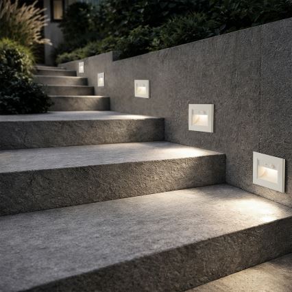 Brilagi - LED kāpņu gaismeklis STEP LIGHT ar sensoru, 1,5 W, 230 V, IP44, balts
