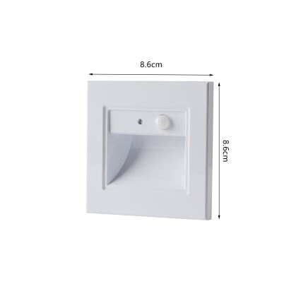 Brilagi - LED kāpņu gaismeklis STEP LIGHT ar sensoru, 1,5 W, 230 V, IP44, balts