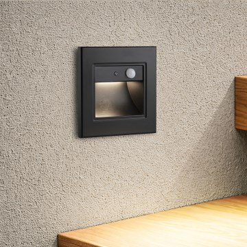 Brilagi - LED kāpņu gaismeklis ar sensoru STEP LIGHT LED/1,5W/230V IP44 melns