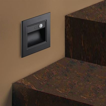 Brilagi - LED kāpņu gaismeklis ar kustību sensoru STEP LIGHT LED/1,5W/230V IP44 melns