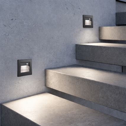Brilagi - LED kāpņu gaismeklis ar kustību sensoru STEP LIGHT LED/1,5W/230V IP44 melns
