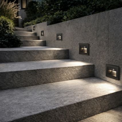 Brilagi - LED kāpņu gaismeklis ar kustību sensoru STEP LIGHT LED/1,5W/230V IP44 melns