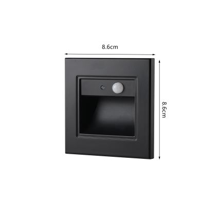 Brilagi - LED kāpņu gaismeklis ar kustību sensoru STEP LIGHT LED/1,5W/230V IP44 melns