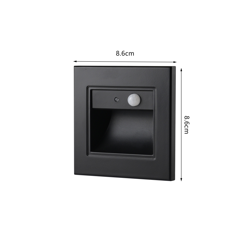 Brilagi - LED kāpņu gaismeklis ar kustību sensoru STEP LIGHT LED/1,5W/230V IP44 melns