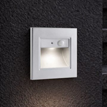 Brilagi - LED kāpņu gaismeklis ar sensoru STEP LIGHT LED/1,5W/230V IP44 sudraba