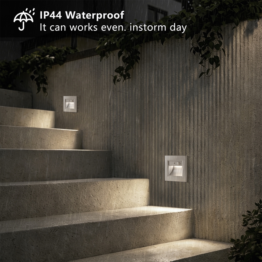 Brilagi - LED kāpņu gaismeklis ar sensoru STEP LIGHT LED/1,5W/230V IP44 sudraba