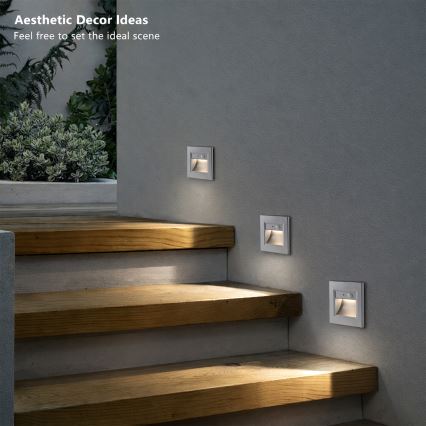 Brilagi - LED kāpņu gaismeklis ar sensoru STEP LIGHT LED/1,5W/230V IP44 sudraba