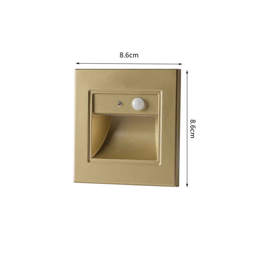 Brilagi - LED kāpņu gaismeklis ar sensoru STEP LIGHT LED/1,5W/230V IP44 zelta