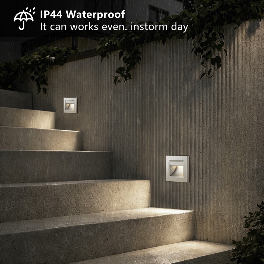 Brilagi - LED kāpņu gaismeklis STEP LIGHT LED/1,5W/230V IP44 sudraba