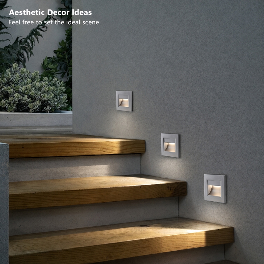 Brilagi - LED kāpņu gaismeklis STEP LIGHT LED/1,5W/230V IP44 sudraba