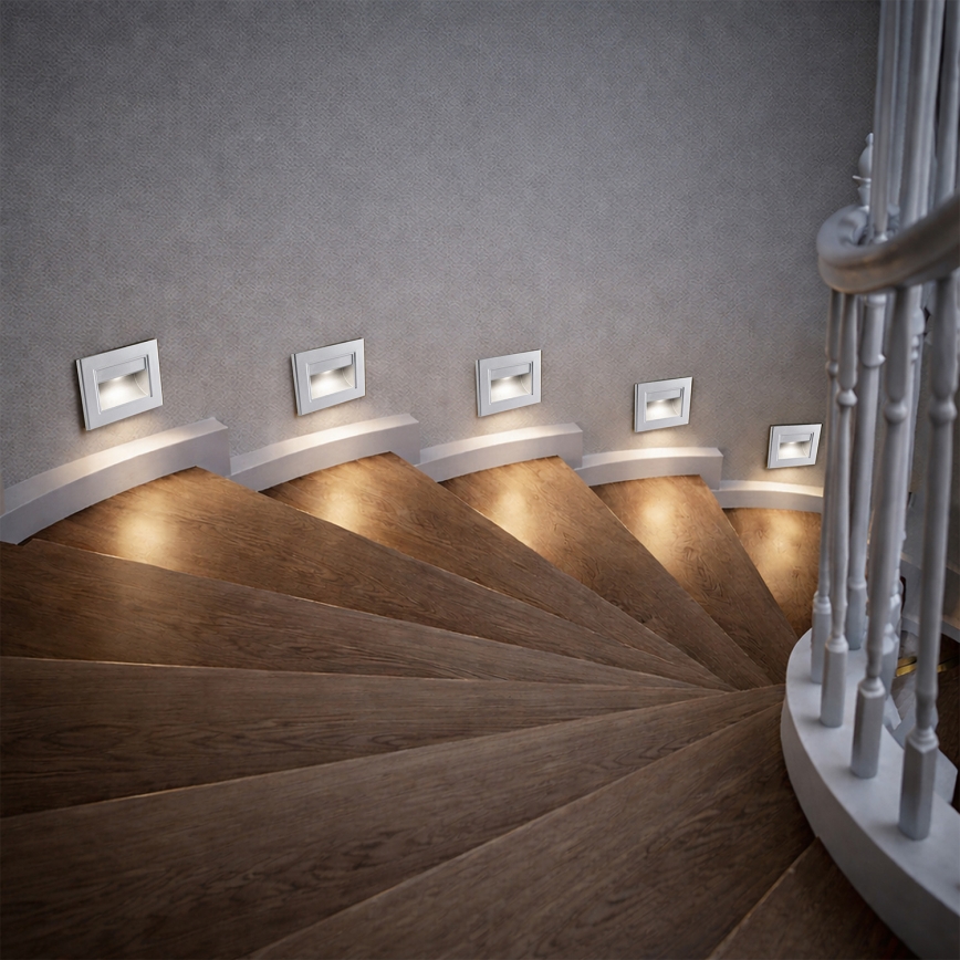 Brilagi - LED kāpņu gaismeklis STEP LIGHT LED/1,5W/230V IP44 sudraba