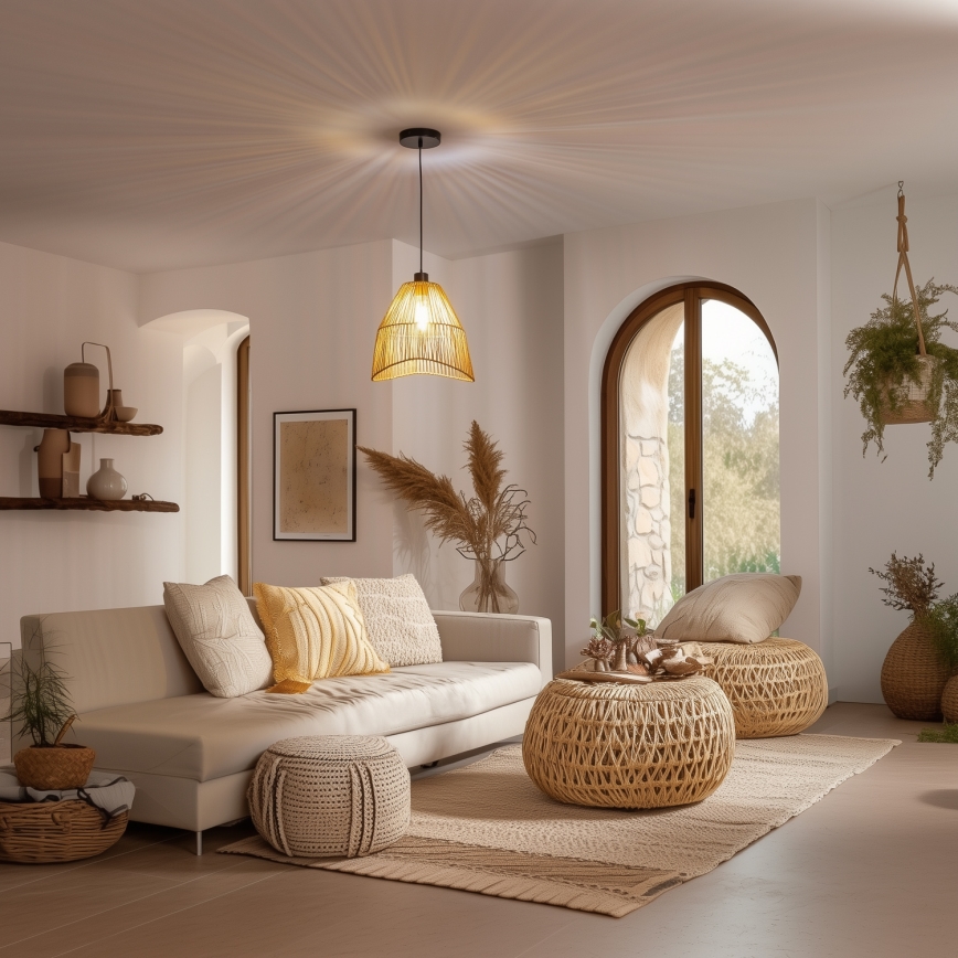 Brilagi - LED karājamā lampa uz kabeļa CERIA BOHO 1xE27/40W/230V Ø 30 cm brūna