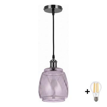 BRILAGI - LED Karājamā lampa uz kabeļa RETRO GLASS 1xE27/60W/230V Ø 26 cm melna/dūmakaini pelēka