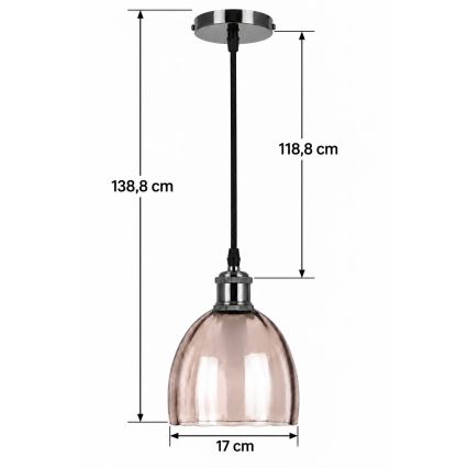 BRILAGI - LED lustra uz kabeļa RETRO GLASS 1xE27/60W/230V Ø 17 cm melna/dūmaina bēša