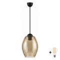 BRILAGI - LED karājamā lampa uz troses RETRO GLASS 1xE27/60W/230V Ø 17 cm melna/dūmakaina bēša