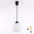BRILAGI - LED karājamā lustra ar vadu RETRO GLASS 1xE27/60W/230V Ø 15 cm melna/balta