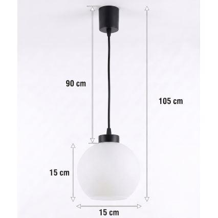BRILAGI - LED karājamā lustra ar vadu RETRO GLASS 1xE27/60W/230V Ø 15 cm melna/balta