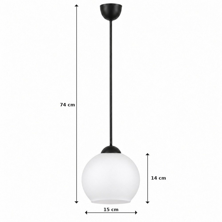 BRILAGI - LED karājamā lustra ar vadu RETRO GLASS 1xE27/60W/230V Ø 15 cm melna/balta