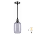 BRILAGI - LED karājamā lustra uz kabeļa RETRO GLASS 1xE27/60W/230V Ø 14 cm melna/dūmakaina pelēka