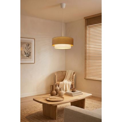 Brilagi - LED karājamā lustra uz vada BOHO ECO 1xE27/10W/230V Ø 40 cm, bēša/krēmkrāsaina