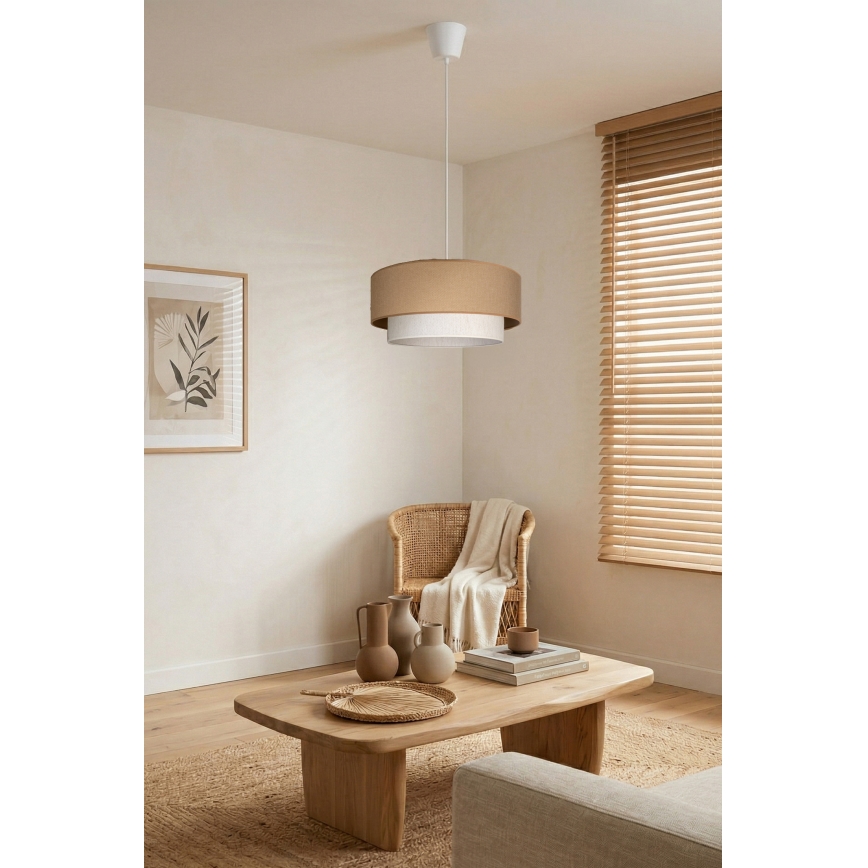 Brilagi - LED karājamā lustra uz vada BOHO ECO 1xE27/10W/230V Ø 40 cm, bēša/krēmkrāsaina