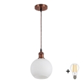 BRILAGI - LED karājošā lampa ar vadu RETRO GLASS 1xE27/60W/230V Ø 15 cm vara/balta