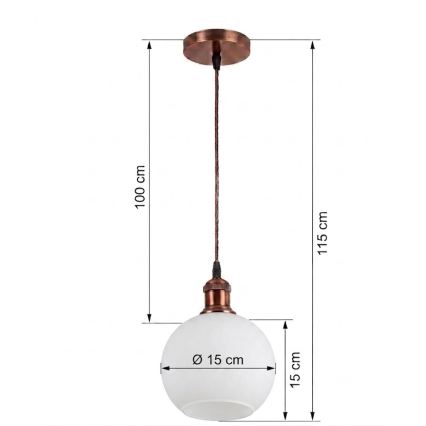 BRILAGI - LED karājošā lampa ar vadu RETRO GLASS 1xE27/60W/230V Ø 15 cm vara/balta
