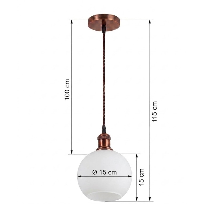 BRILAGI - LED karājošā lampa ar vadu RETRO GLASS 1xE27/60W/230V Ø 15 cm vara/balta