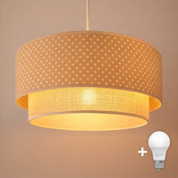 Brilagi-LED karājoša lampa uz kabeļa BOHO BOBO 1xE27/60W/230V Ø 40 cm, punktiņi, bēšs/krēms