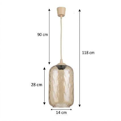 BRILAGI - LED lustra uz vada RETRO GLASS 1xE27/60W/230V Ø 14 cm bēšs/dūmakains brūns