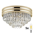 Brilagi - LED Kristāla griestu lampa VELURE 5xE14/40W/230V zelta