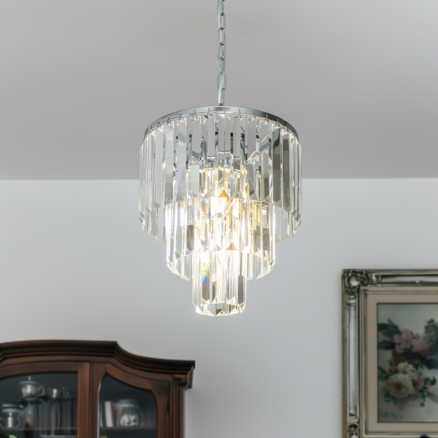 Brilagi - LED Kristāla lustra ar ķēdi MOZART 4xE14/40W/230V spīdīgi hromēts