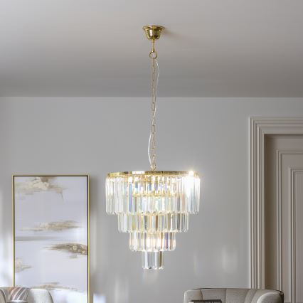 Brilagi - LED Kristāla lustra ar ķēdi MOZART 5xE14/40W/230V zelta