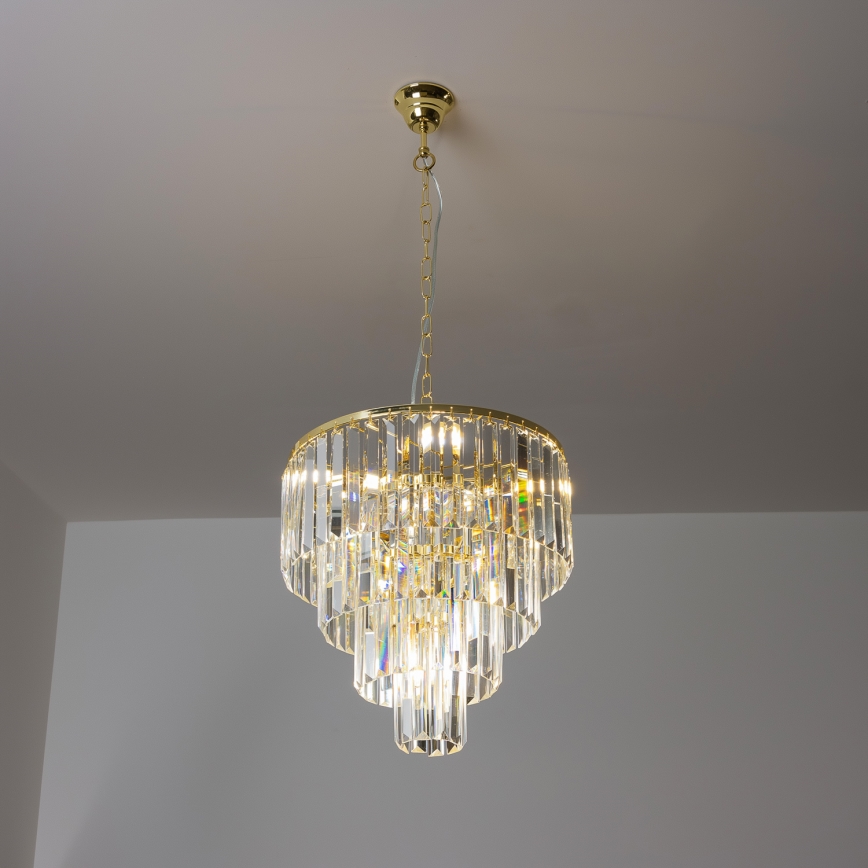 Brilagi - LED Kristāla lustra ar ķēdi MOZART 5xE14/40W/230V zelta