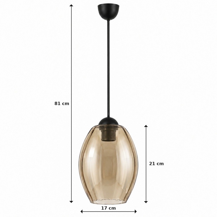 BRILAGI - LED karājamā lampa uz troses RETRO GLASS 1xE27/60W/230V Ø 17 cm melna/dūmakaina bēša